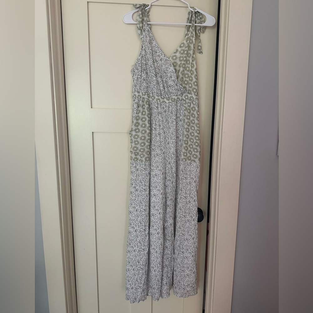 Aerie Green and White Jumpsuit